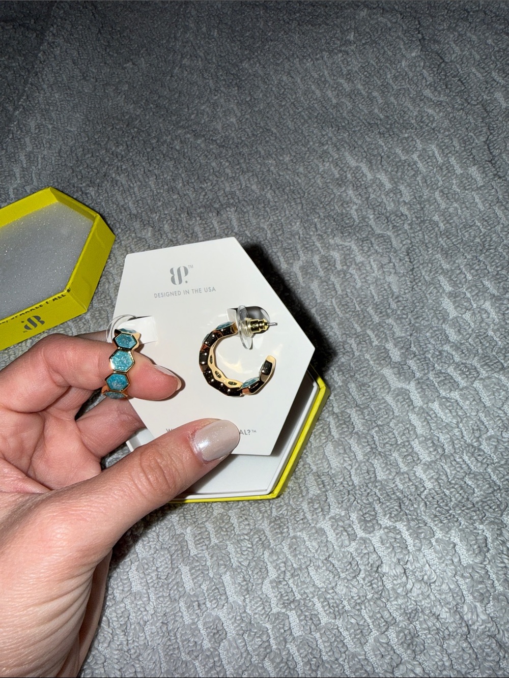 Gold and Turquoise Hoop Earring Set